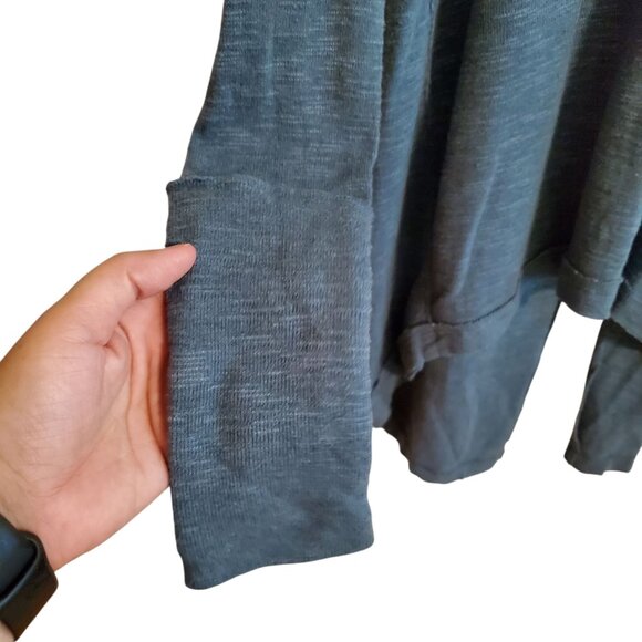 We the Free People Blue Teal Color Turtle Neck Split Back Distressed Sweater S - Picture 8 of 13